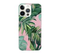 SDTLMNW Tropical Green Palm Tree Leaves Printed Clear Phone Case for iPhone 14 Pro 6.1 inch Shockproof Phone Cover, Anti-Fingerprint, Non-Yellowing, Wireless Charging