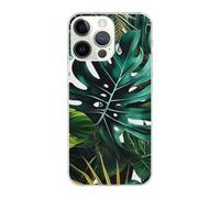 SDTLMNW Tropical Leaves Printed Clear Phone Case for iPhone 14 Pro 6.1 inch Shockproof Phone Cover, Anti-Fingerprint, Non-Yellowing, Wireless Charging