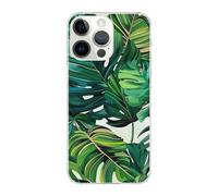 SDTLMNW Tropical Leaves Printed Clear Phone Case for iPhone 14 Pro Max 6.7 inch Shockproof Phone Cover, Anti-Fingerprint, Non-Yellowing, Wireless Charging