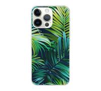 SDTLMNW Tropical Palm Leaves Printed Clear Phone Case for iPhone 14 Pro 6.1 inch Shockproof Phone Cover, Anti-Fingerprint, Non-Yellowing, Wireless Charging