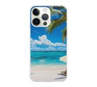 SDTLMNW White Beach Tropical sea Printed Clear Phone Case for iPhone 14 Pro Max 6.7 inch Shockproof Phone Cover, Anti-Fingerprint, Non-Yellowing, Wireless Charging