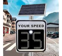 SDTOOP Solar LED Speed Limit Sign, Radar Feedback Board, Aluminum, Ideal For Highways & Speed-Limited Roads(50x70cm/20 x27,White)