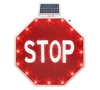 SDTOOP Solar LED Stop Sign | Blinking Octagon Traffic Sign With Reflective Film | Durable Rust-Proof Aluminum Frame For Road Safety(30x30 inch)