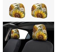 SDTYKHJ 2 PCS Car Seat Headrest Cover Soft Car Headrest Cover Reusable Universal Truck Head Rest Covers Protector Bees Sunflowers Daisy Rose Flowers Cars Interior Accessories Headrest Covers for Cars