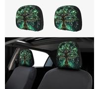 SDTYKHJ 2 PCS Car Seat Headrest Cover Soft Car Headrest Cover Reusable Universal Truck Head Rest Covers Protector Magical Green Tree Cars Interior Accessories Headrest Covers for Cars