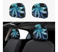 SDTYKHJ 2 PCS Car Seat Headrest Cover Soft Car Headrest Cover Reusable Universal Truck Head Rest Covers Protector Blue Watercolor Octopus Cars Interior Accessories Headrest Covers for Cars