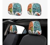SDTYKHJ 2 PCS Car Seat Headrest Cover Soft Car Headrest Cover Reusable Universal Truck Head Rest Covers Protector Left and Right Brain Functions Cars Interior Accessories Headrest Covers for Cars