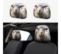 SDTYKHJ 2 PCS Car Seat Headrest Cover Soft Car Headrest Cover Reusable Universal Truck Head Rest Covers Protector Cute Sheep Lamb Cars Interior Accessories Headrest Covers for Cars