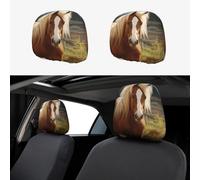 SDTYKHJ 2 PCS Car Seat Headrest Cover Soft Car Headrest Cover Reusable Universal Truck Head Rest Covers Protector Cute Brown Horse Cars Interior Accessories Headrest Covers for Cars