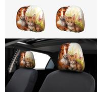 SDTYKHJ 2 PCS Car Seat Headrest Cover Soft Car Headrest Cover Reusable Universal Truck Head Rest Covers Protector Cute Horse and Cat Cars Interior Accessories Headrest Covers for Cars