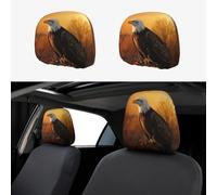SDTYKHJ 2 PCS Car Seat Headrest Cover Soft Car Headrest Cover Reusable Universal Truck Head Rest Covers Protector Golden Sunset Bald Eagle Cars Interior Accessories Headrest Covers for Cars