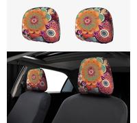 SDTYKHJ 2 PCS Car Seat Headrest Cover Soft Car Headrest Cover Reusable Universal Truck Head Rest Covers Protector Bohemian Colored Flower Cars Interior Accessories Headrest Covers for Cars