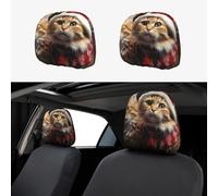 SDTYKHJ 2 PCS Car Seat Headrest Cover Soft Car Headrest Cover Reusable Universal Truck Head Rest Covers Protector Christmas Cat Cars Interior Accessories Headrest Covers for Cars
