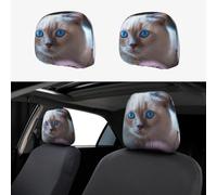 SDTYKHJ 2 PCS Car Seat Headrest Cover Soft Car Headrest Cover Reusable Universal Truck Head Rest Covers Protector Blue Eyed Cat Cars Interior Accessories Headrest Covers for Cars
