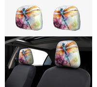 SDTYKHJ 2 PCS Car Seat Headrest Cover Soft Car Headrest Cover Reusable Universal Truck Head Rest Covers Protector Dragonfly Watercolor Painting Cars Interior Accessories Headrest Covers for Cars
