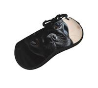 SDTYKHJ Black Pug Dog Puppy Glasses Case Ultra Light Sunglasses Case Travel Zipper Eyeglass Case Protector Unisex, Black, One size