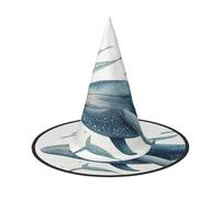 SDTYKHJ Blue Whale Halloween Witch Hat for Women Men Wide Brim Foldable Witches Hats Party Cosplay Costume Hat, Black, 3 PCS