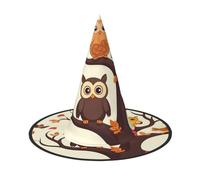 SDTYKHJ Cartoon Family Owls On The Brown Tree Halloween Witch Hat for Women Men Wide Brim Foldable Witches Hats Party Cosplay Costume Hat 2 PCS
