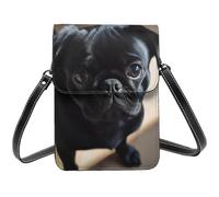 SDTYKHJ Cell Phone Purse Black Pug Dog Puppy Crossbody Bags Waterproof Cell Phone Bag Shoulder Handbag for Women