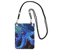SDTYKHJ Cell Phone Purse Blue Octopus Crossbody Bags Waterproof Cell Phone Bag Shoulder Handbag for Women, Black, One Size