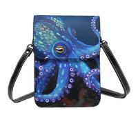 SDTYKHJ Cell Phone Purse Blue Octopus Crossbody Bags Waterproof Cell Phone Bag Shoulder Handbag for Women