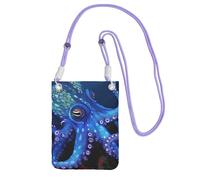 SDTYKHJ Cell Phone Purse Blue Octopus Crossbody Bags Waterproof Cell Phone Bag Shoulder Handbag for Women
