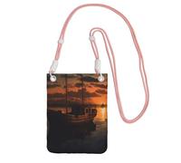 SDTYKHJ Cell Phone Purse Boat at dusk Crossbody Bags Waterproof Cell Phone Bag Shoulder Handbag for Women, Pink, One Size