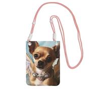SDTYKHJ Cell Phone Purse Brown Chihuahua Angel Wings Crossbody Bags Waterproof Cell Phone Bag Shoulder Handbag for Women