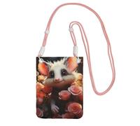 SDTYKHJ Cell Phone Purse Cartoon Opossum and Roses Crossbody Bags Waterproof Cell Phone Bag Shoulder Handbag for Women