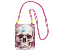 SDTYKHJ Cell Phone Purse Human Skull Flowers Crossbody Bags Waterproof Cell Phone Bag Shoulder Handbag for Women