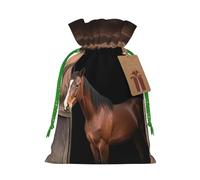 SDTYKHJ Christmas Gift Bags with Tags Christmas Drawstring Bag Barn Horse Gift Wrapping Sacks Bags Cloth Pouches Personalized Xmas Candy Bag Reusable Party Favor Pouch Medium