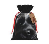 SDTYKHJ Christmas Gift Bags with Tags Christmas Drawstring Bag Black Schnauzer Dog Gift Wrapping Sacks Bags Cloth Pouches Personalized Xmas Candy Bag Reusable Party Favor Pouch Medium