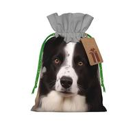 SDTYKHJ Christmas Gift Bags with Tags Christmas Drawstring Bag Border Collie Gift Wrapping Sacks Bags Cloth Pouches Personalized Xmas Candy Bag Reusable Party Favor Pouch Small