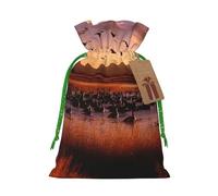 SDTYKHJ Christmas Gift Bags with Tags Christmas Drawstring Bag Bosque del Apache Wildlife Refuge Gift Wrapping Sacks Bags Cloth Pouches Personalized Xmas Candy Bag Reusable Party Favor Pouch Small