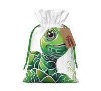 SDTYKHJ Christmas Gift Bags with Tags Christmas Drawstring Bag Cartoon Turtle Pattern Gift Wrapping Sacks Bags Cloth Pouches Personalized Xmas Candy Bag Reusable Party Favor Pouch Medium