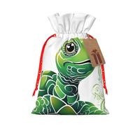 SDTYKHJ Christmas Gift Bags with Tags Christmas Drawstring Bag Cartoon Turtle Pattern Gift Wrapping Sacks Bags Cloth Pouches Personalized Xmas Candy Bag Reusable Party Favor Pouch Medium