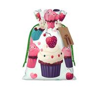 SDTYKHJ Christmas Gift Bags with Tags Christmas Drawstring Bag Cupcake Candy Hearts Sweet Gift Wrapping Sacks Bags Cloth Pouches Personalized Xmas Candy Bag Reusable Party Favor Pouch Small