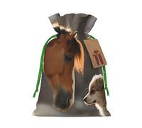 SDTYKHJ Christmas Gift Bags with Tags Christmas Drawstring Bag Cute Dog and Horse Gift Wrapping Sacks Bags Cloth Pouches Personalized Xmas Candy Bag Reusable Party Favor Pouch Small