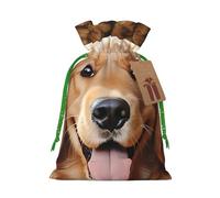 SDTYKHJ Christmas Gift Bags with Tags Christmas Drawstring Bag Cute Golden Retriever Gift Wrapping Sacks Bags Cloth Pouches Personalized Xmas Candy Bag Reusable Party Favor Pouch Medium