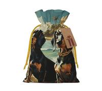 SDTYKHJ Christmas Gift Bags with Tags Christmas Drawstring Bag Dachshund Dog Bento Gift Wrapping Sacks Bags Cloth Pouches Personalized Xmas Candy Bag Reusable Party Favor Pouch Small
