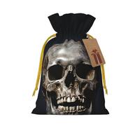 SDTYKHJ Christmas Gift Bags with Tags Christmas Drawstring Bag Death Skull Gift Wrapping Sacks Bags Cloth Pouches Personalized Xmas Candy Bag Reusable Party Favor Pouch Small