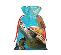SDTYKHJ Christmas Gift Bags with Tags Christmas Drawstring Bag Dolphins Sea Turtle Coral Reef Gift Wrapping Sacks Bags Cloth Pouches Personalized Xmas Candy Bag Reusable Party Favor Pouch Small