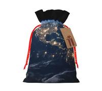 SDTYKHJ Christmas Gift Bags with Tags Christmas Drawstring Bag Earth from The Outer Space Gift Wrapping Sacks Bags Cloth Pouches Personalized Xmas Candy Bag Reusable Party Favor Pouch Medium