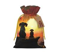 SDTYKHJ Christmas Gift Bags with Tags Christmas Drawstring Bag Elephant and Dog Watch The Sunset Gift Wrapping Sacks Bags Cloth Pouches Personalized Xmas Candy Bag Reusable Party Favor Pouch Small