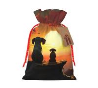 SDTYKHJ Christmas Gift Bags with Tags Christmas Drawstring Bag Elephant and Dog Watch The Sunset Gift Wrapping Sacks Bags Cloth Pouches Personalized Xmas Candy Bag Reusable Party Favor Pouch Medium