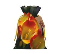 SDTYKHJ Christmas Gift Bags with Tags Christmas Drawstring Bag Freesia Beautiful Plant Flower Gift Wrapping Sacks Bags Cloth Pouches Personalized Xmas Candy Bag Reusable Party Favor Pouch Medium