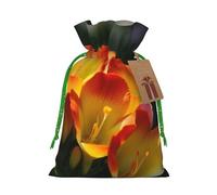 SDTYKHJ Christmas Gift Bags with Tags Christmas Drawstring Bag Freesia Beautiful Plant Flower Gift Wrapping Sacks Bags Cloth Pouches Personalized Xmas Candy Bag Reusable Party Favor Pouch Medium