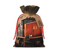 SDTYKHJ Christmas Gift Bags with Tags Christmas Drawstring Bag Freight Train Gift Wrapping Sacks Bags Cloth Pouches Personalized Xmas Candy Bag Reusable Party Favor Pouch Small