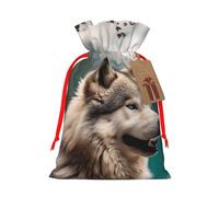 SDTYKHJ Christmas Gift Bags with Tags Christmas Drawstring Bag Fun Animal Wolf Gift Wrapping Sacks Bags Cloth Pouches Personalized Xmas Candy Bag Reusable Party Favor Pouch Medium