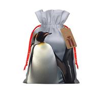 SDTYKHJ Christmas Gift Bags with Tags Christmas Drawstring Bag Funny Penguins Gift Wrapping Sacks Bags Cloth Pouches Personalized Xmas Candy Bag Reusable Party Favor Pouch Small